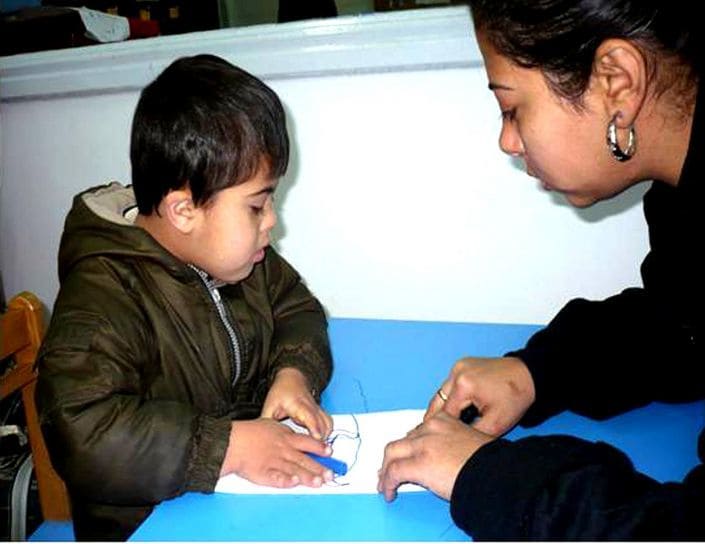 boy with mother