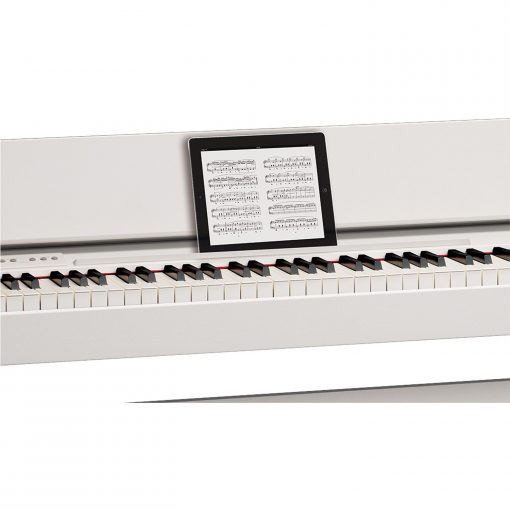 Roland F140r in White with iPad Closeup