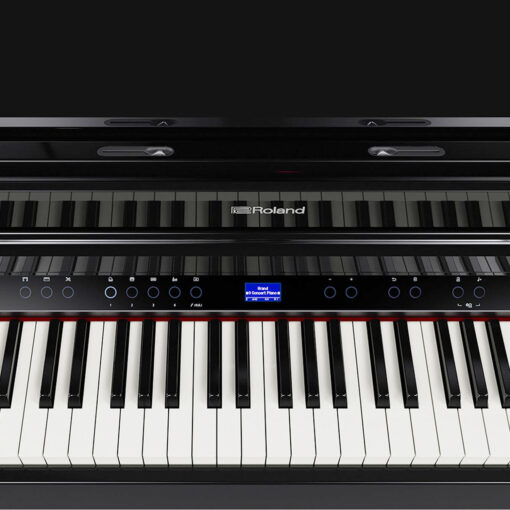 Photograph of the Instrument Panel of the Roland GP-6 Digital Grand Piano, while turned on