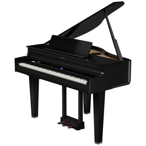 Image of a Roland GP-6 Digital Grand Piano in black polish with its lids open
