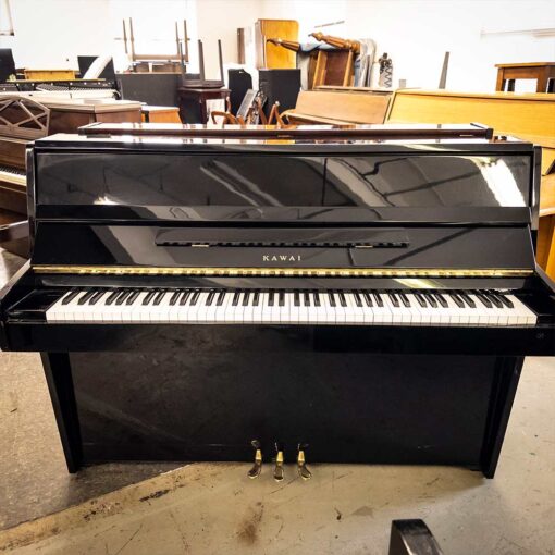 Used Kawai CE7 Polished Ebony Upright Piano Front