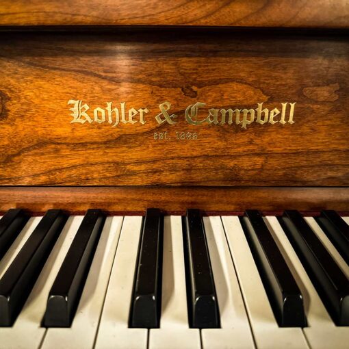 Used Kohler & Campbell KC244F Cherry Satin Upright Piano Logo