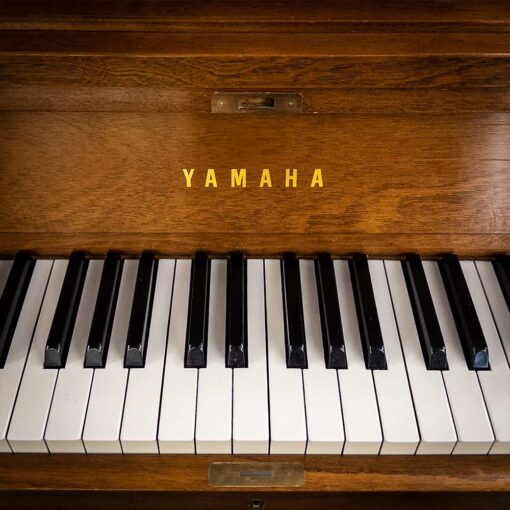 Used Yamaha P2 Upright Piano in Satin Walnut Logo