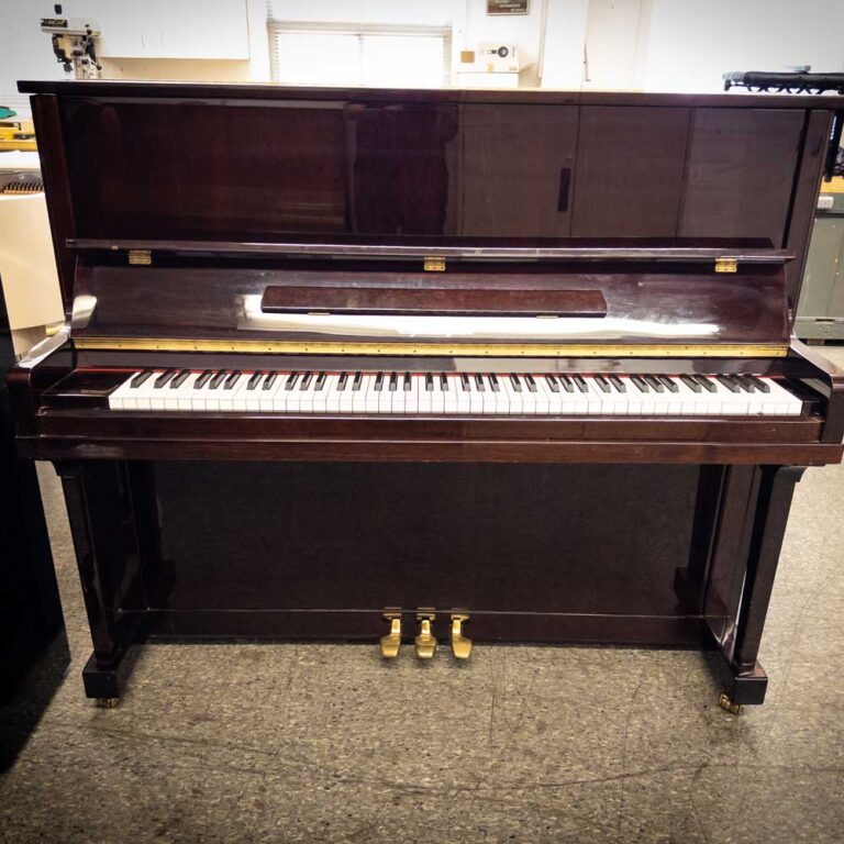 Used August Hoffman Upright Piano in Polished Mahogany Merr.