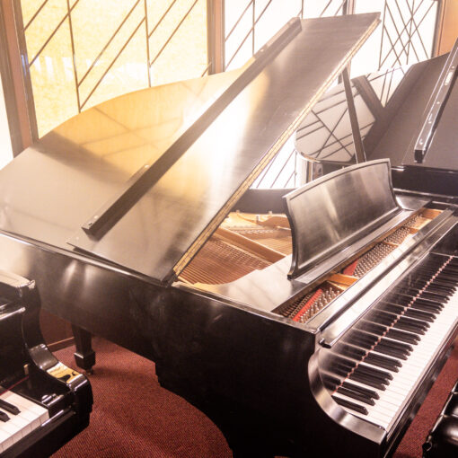 Used Steinway L Grand Piano in Satin Ebony left view