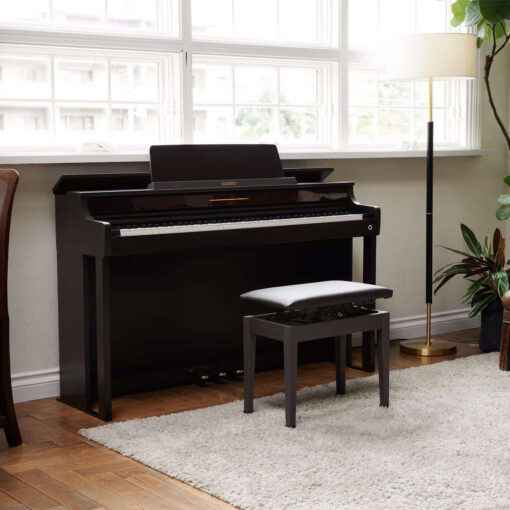 Casio AP-550 in brown in a living room.