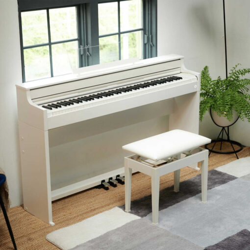 A Casio AP-S450 in White placed in a bright living room