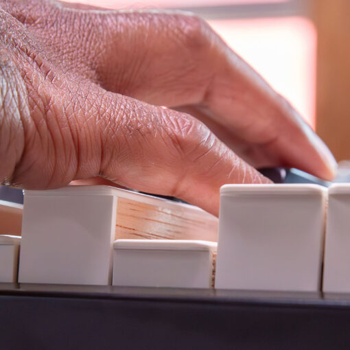 Roland RD-2000EX with Keys being played, showing the wood sides on PHA-50 action